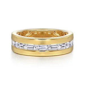 Wide Two-Tone Baguette Diamond Wedding Band