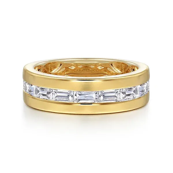 Wide Two-Tone Baguette Diamond Wedding Band