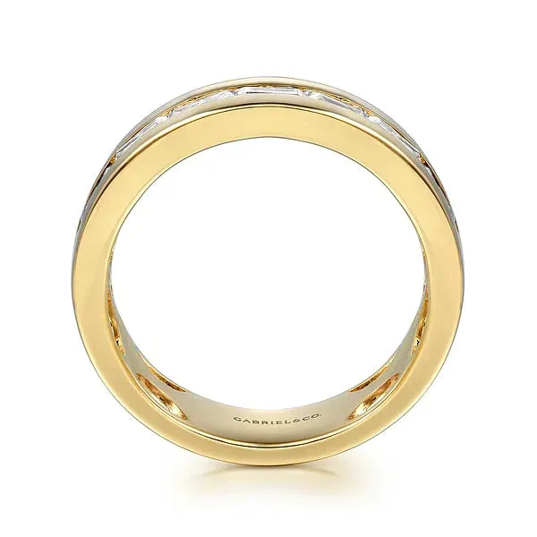 Wide Two-Tone Baguette Diamond Wedding Band