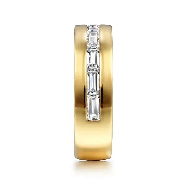 Wide Two-Tone Baguette Diamond Wedding Band