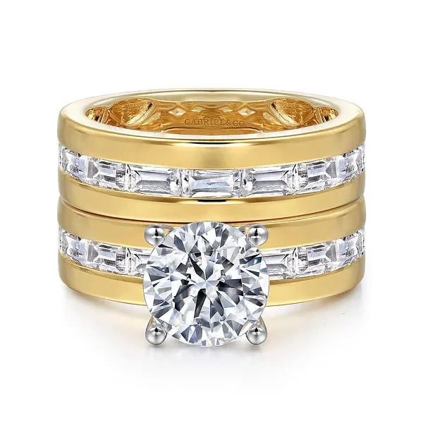 Wide Two-Tone Baguette Diamond Wedding Band