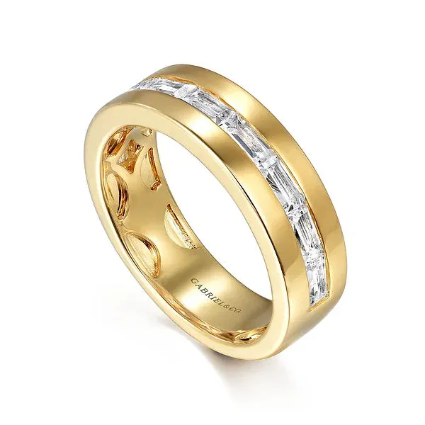 Wide Two-Tone Baguette Diamond Wedding Band