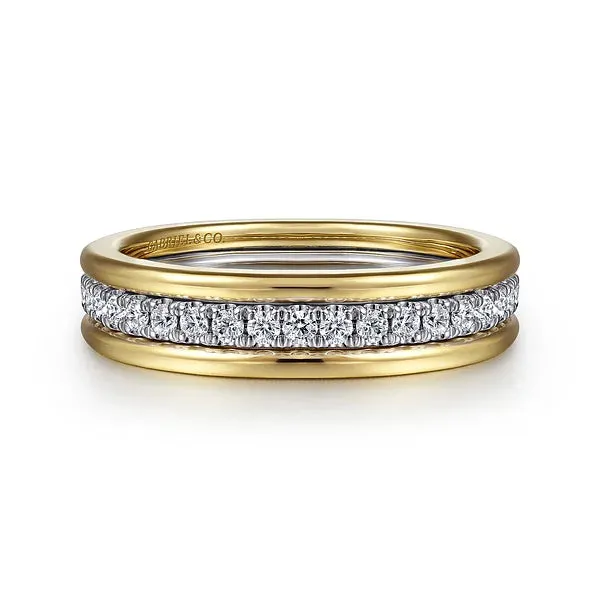 Wide Two Tone Diamond Wedding Band