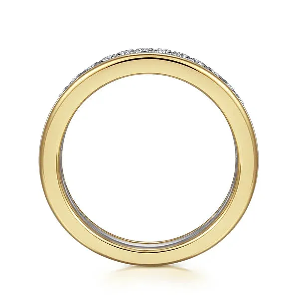 Wide Two Tone Diamond Wedding Band