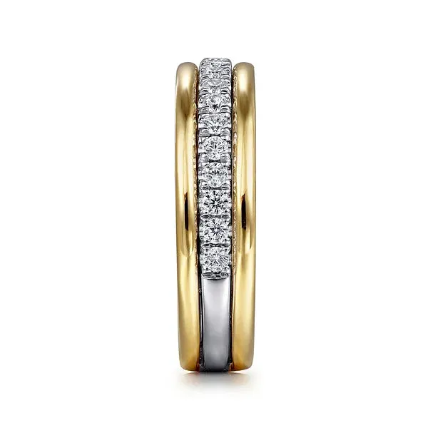 Wide Two Tone Diamond Wedding Band