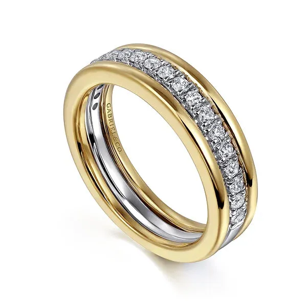 Wide Two Tone Diamond Wedding Band