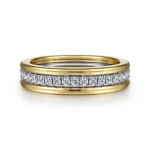 Wide Two Tone Diamond Wedding Band