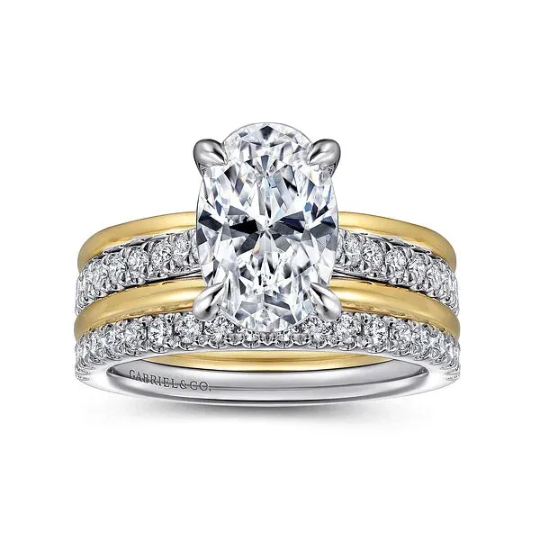 Wide Two Tone Diamond Wedding Band